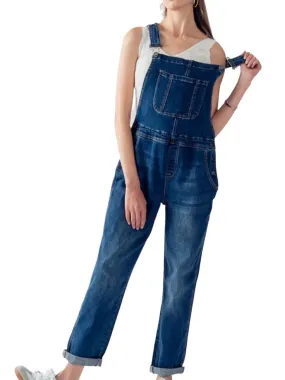 Dark blue denim stretch jumper overall