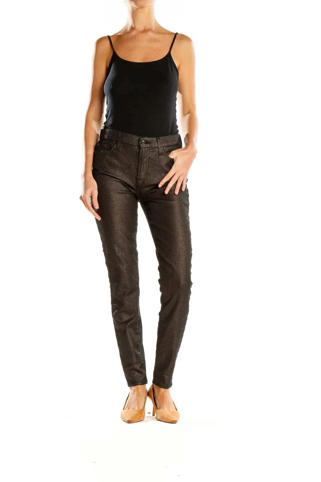 Dark Metallic Skinny Jeans