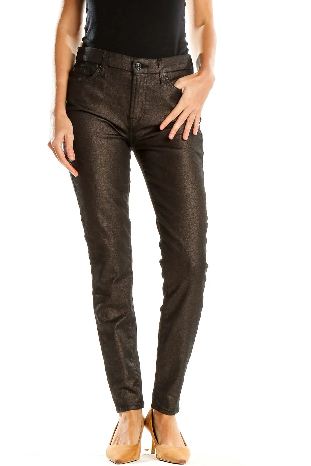 Dark Metallic Skinny Jeans