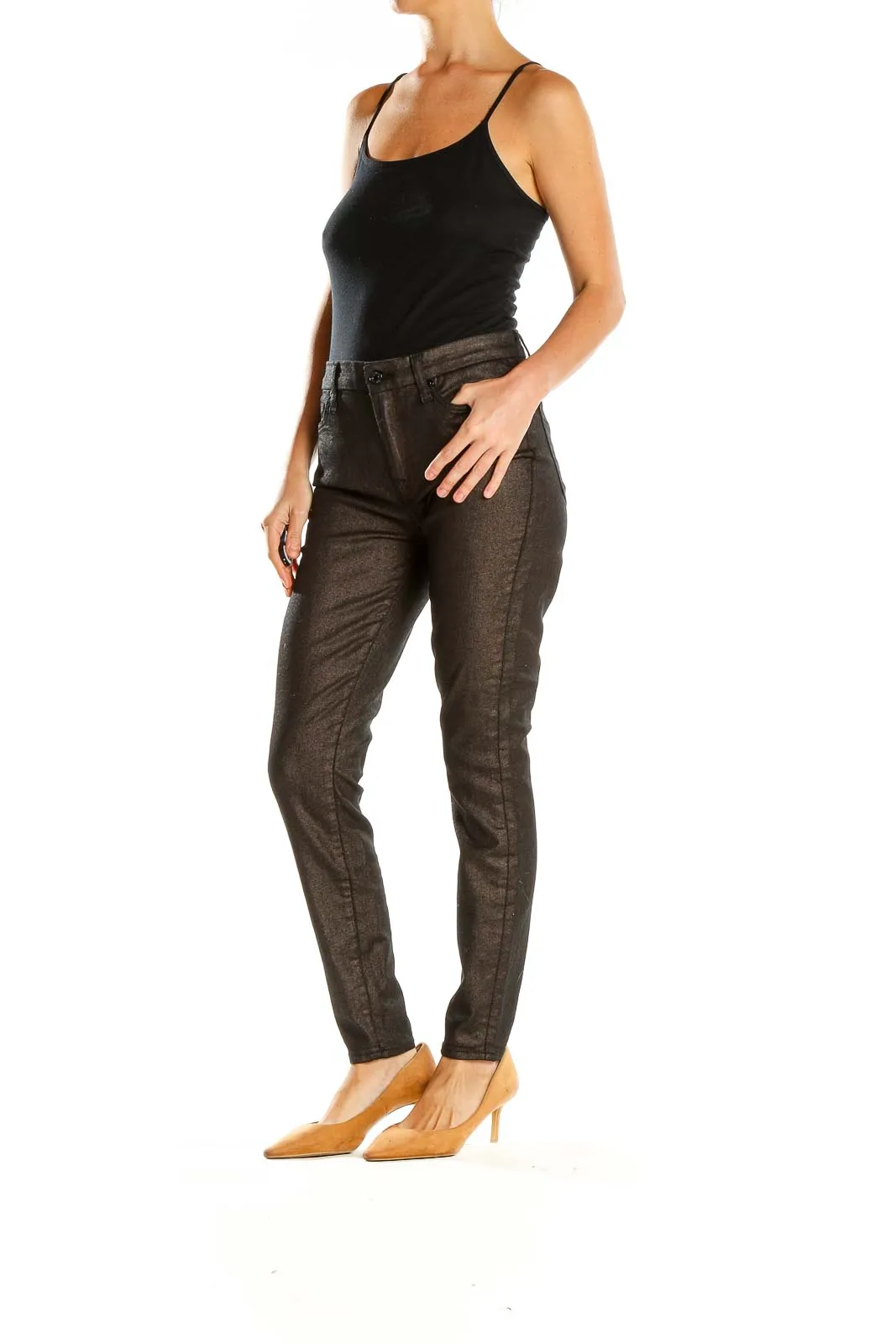 Dark Metallic Skinny Jeans