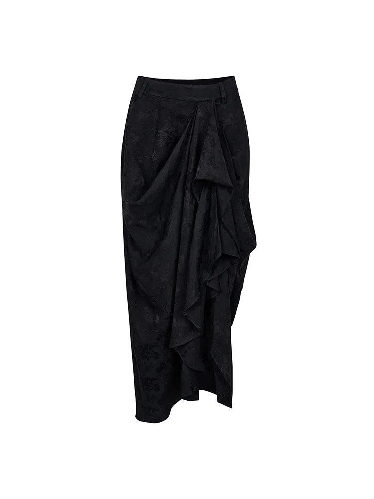 Drape Long Chic Asymmetry Hem Long-Skirt