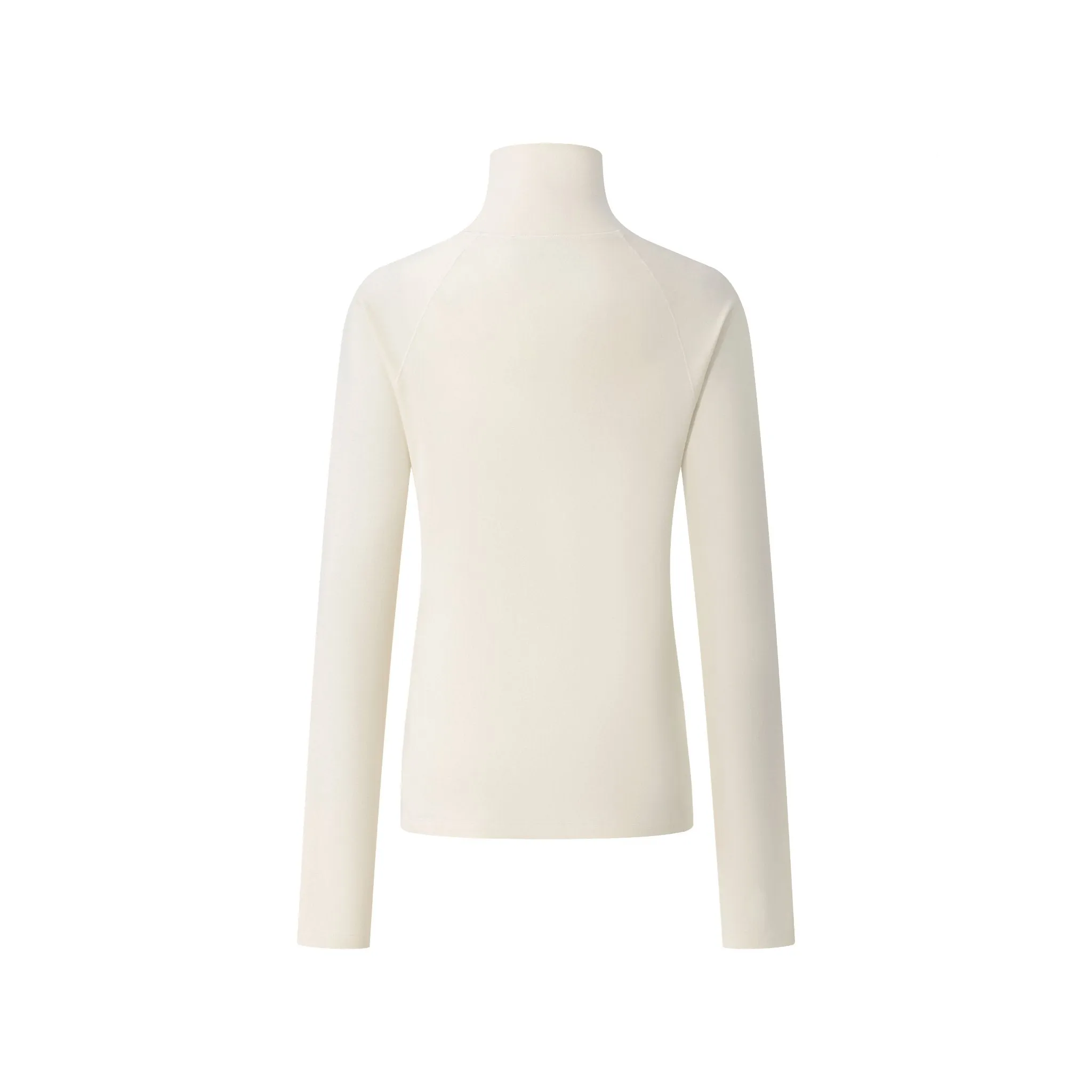 Fleece solid color turtleneck base shirt in white