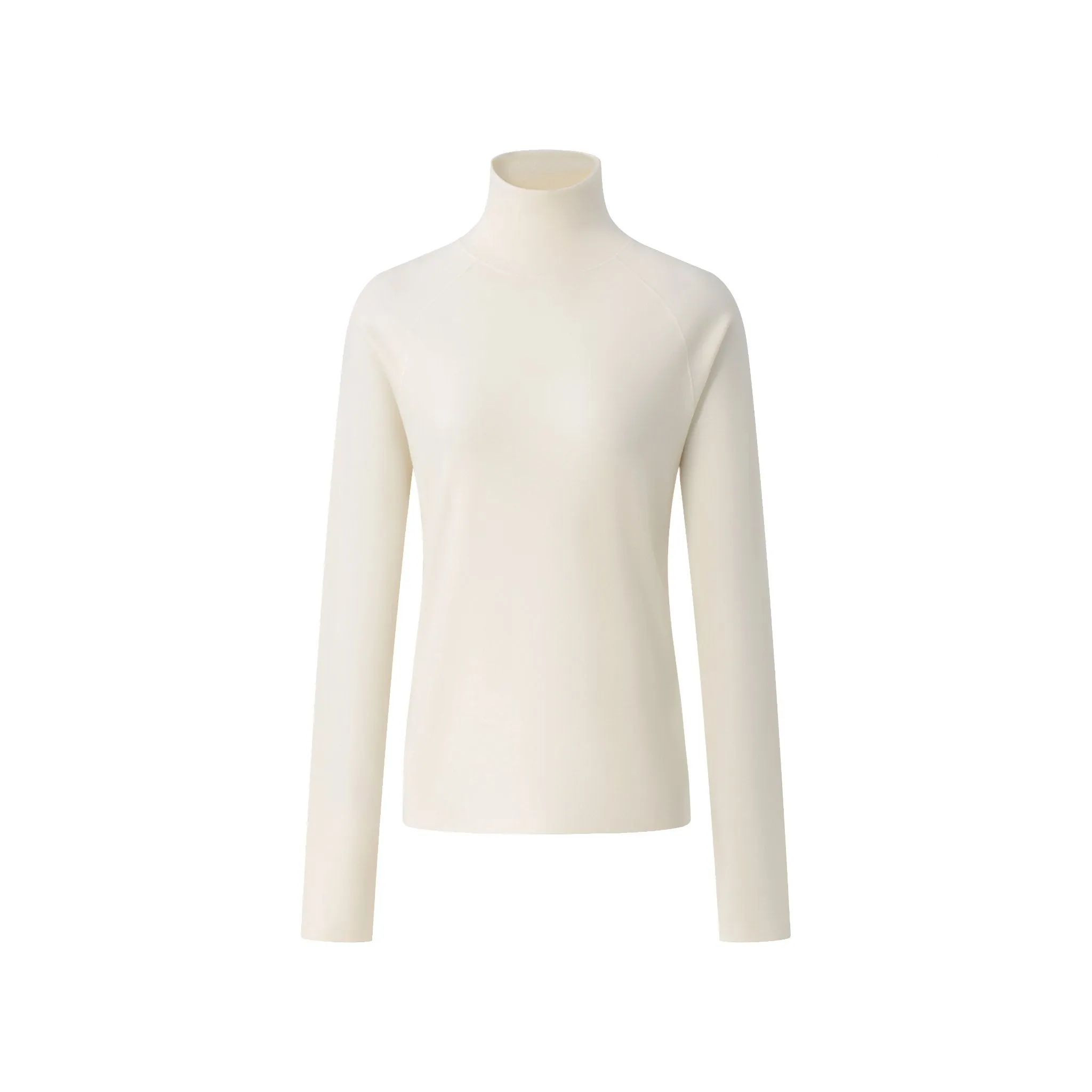 Fleece solid color turtleneck base shirt in white