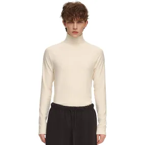 Fleece solid color turtleneck base shirt in white