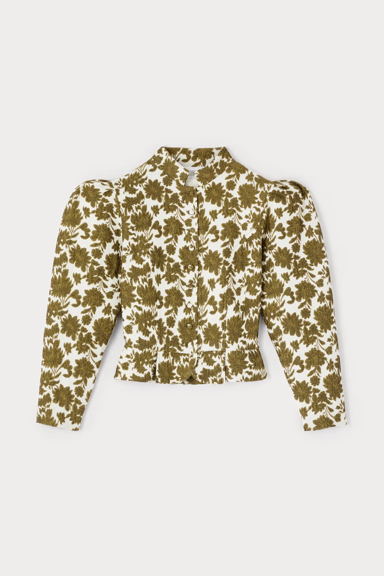 FLORAL ECRU & BRONZE Puff Sleeve Jacket