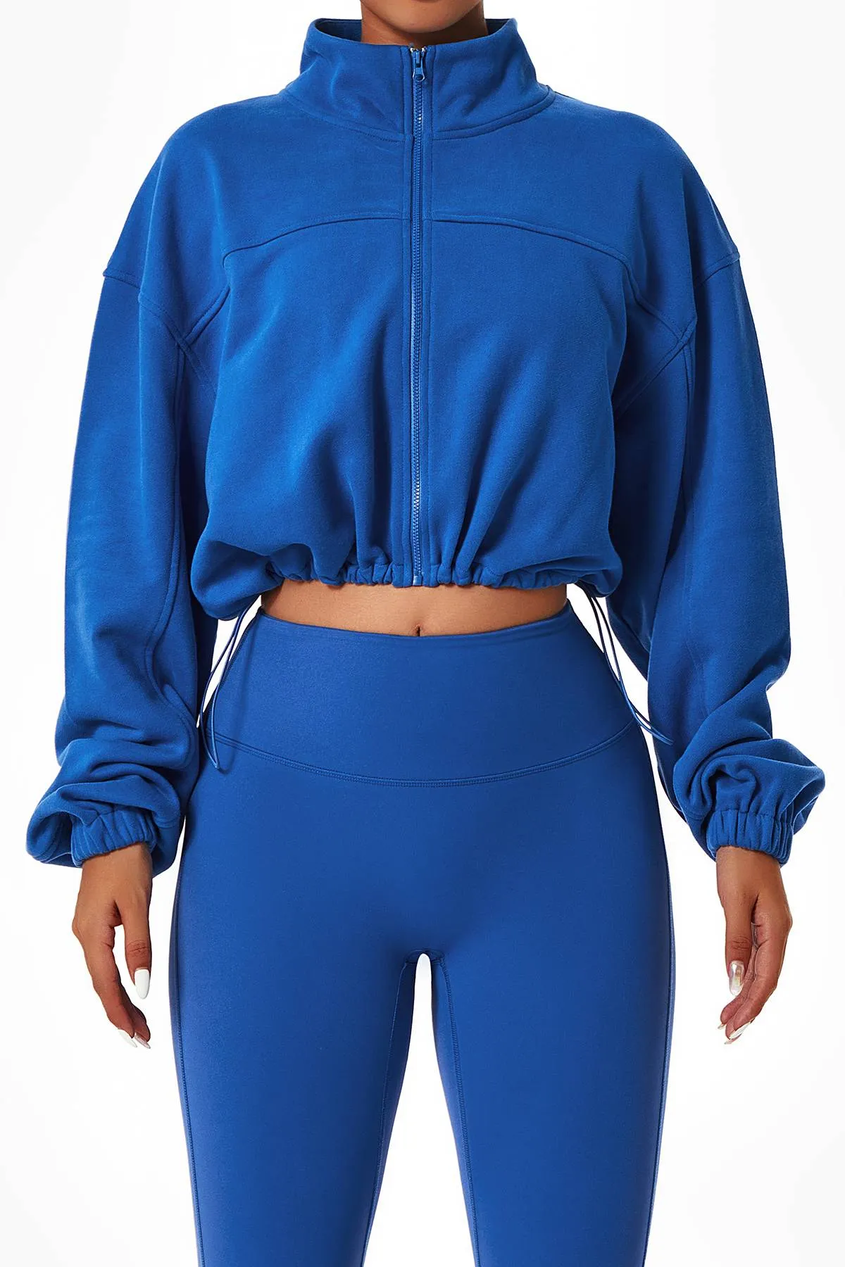 Full-Zip Cropped Sweatshirt Relaxed Fit