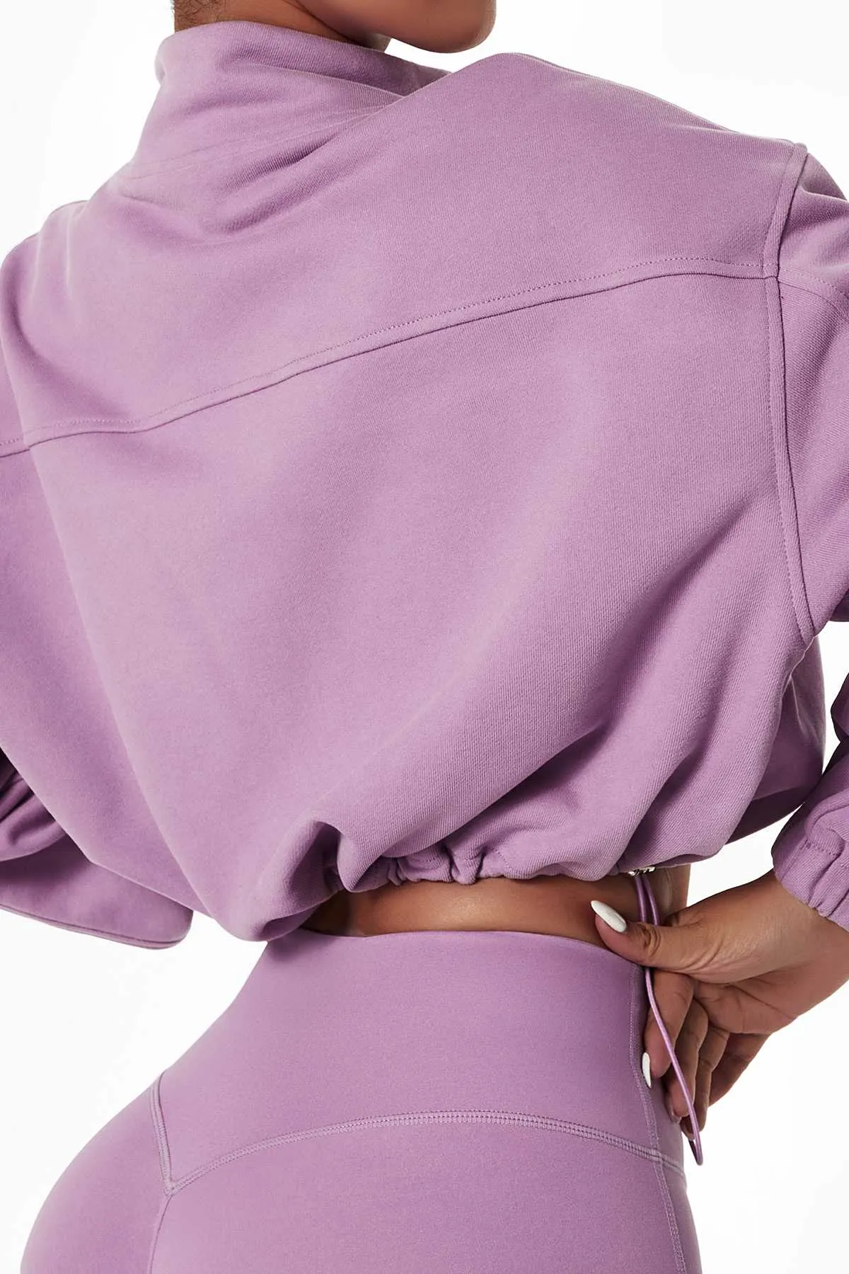 Full-Zip Cropped Sweatshirt Relaxed Fit