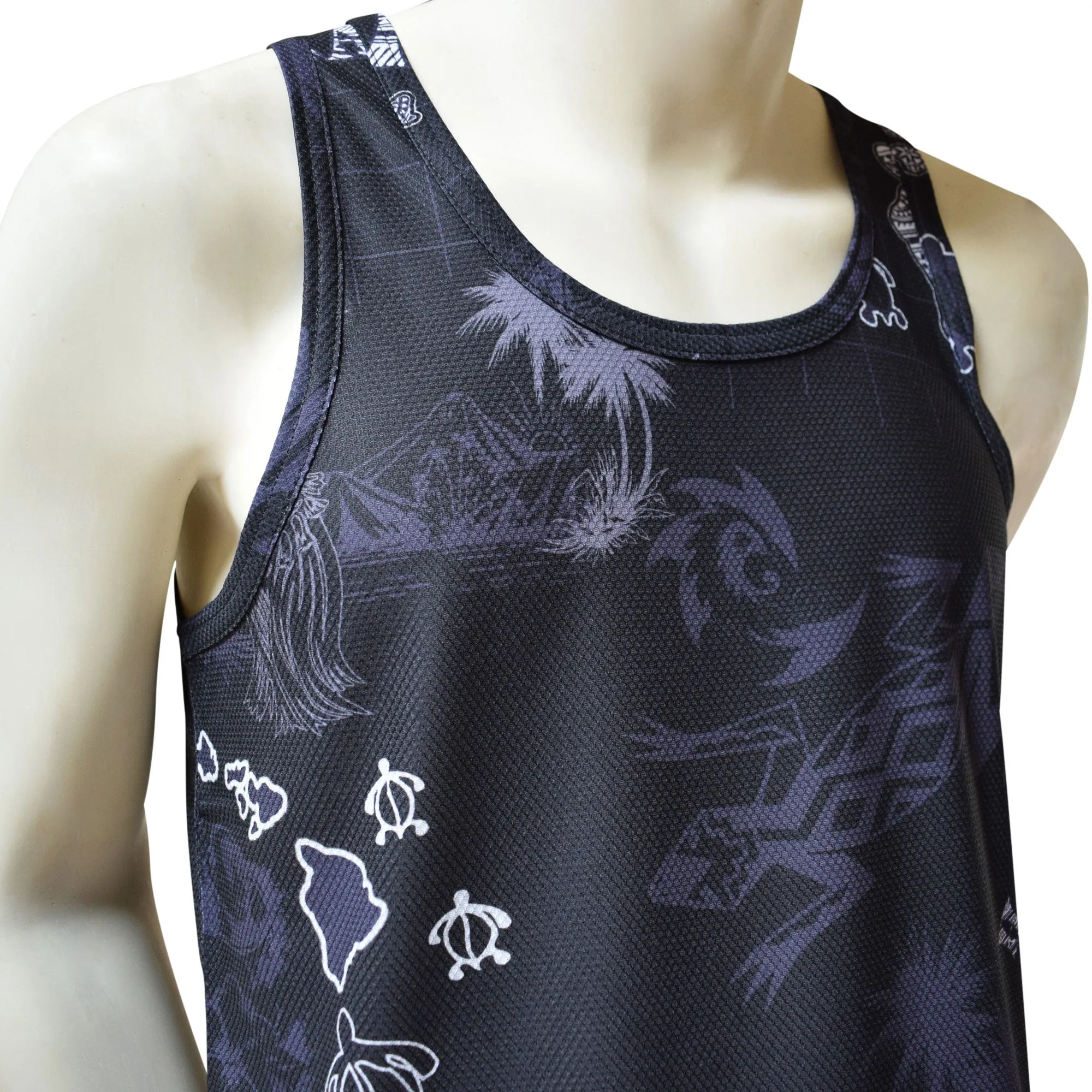 Gecko Men's Printed Tank Top - Hawaiian All Over Pattern Lightweight Fast-Drying Casual Men Unisex Texture Tank Top