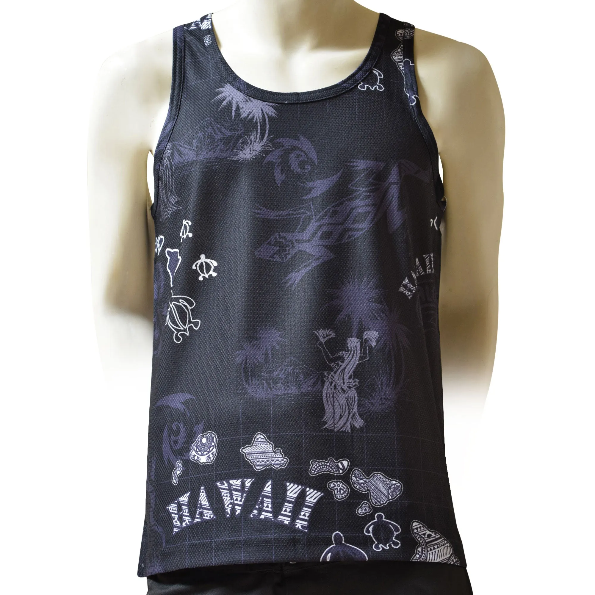 Gecko Men's Printed Tank Top - Hawaiian All Over Pattern Lightweight Fast-Drying Casual Men Unisex Texture Tank Top