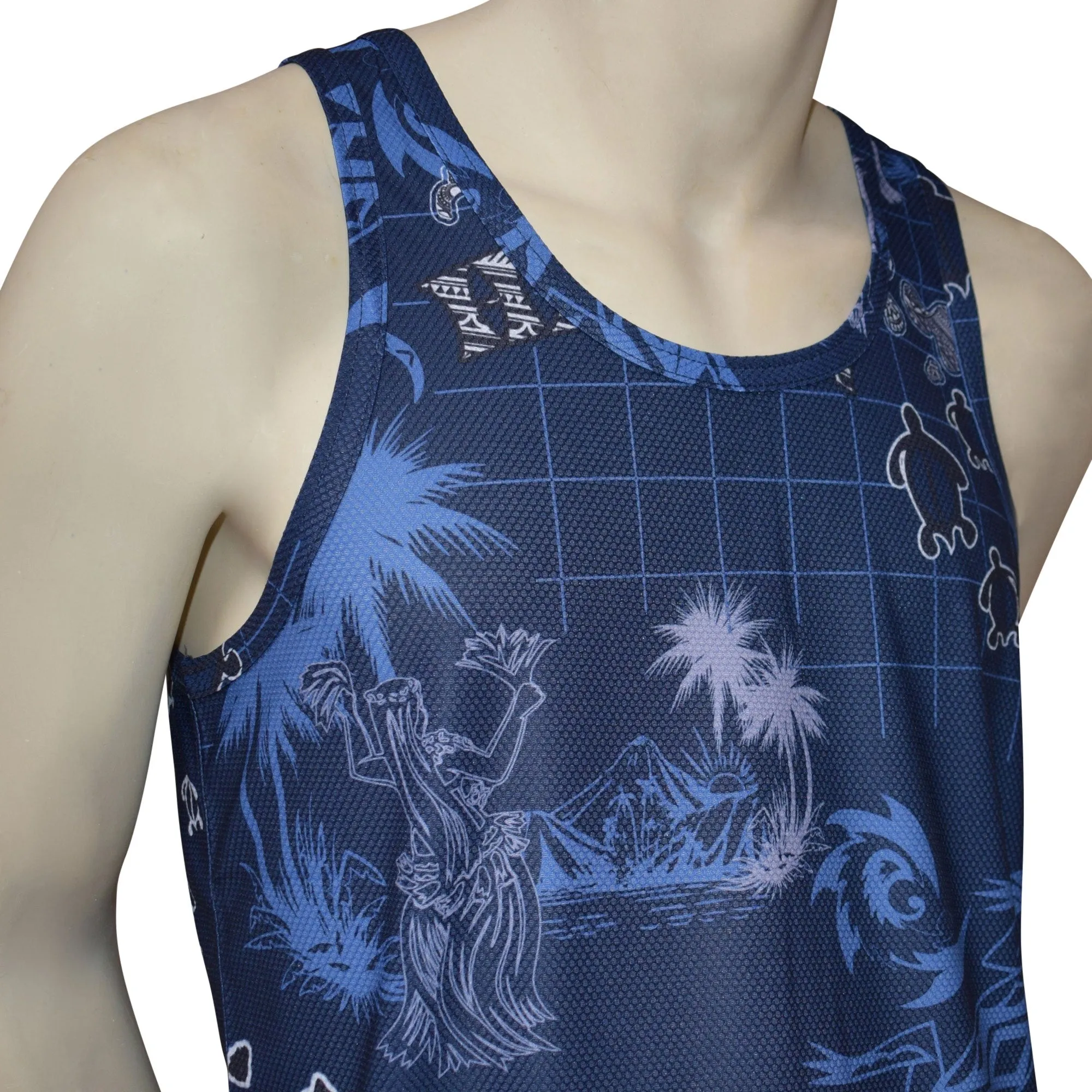 Gecko Men's Printed Tank Top - Hawaiian All Over Pattern Lightweight Fast-Drying Casual Men Unisex Texture Tank Top