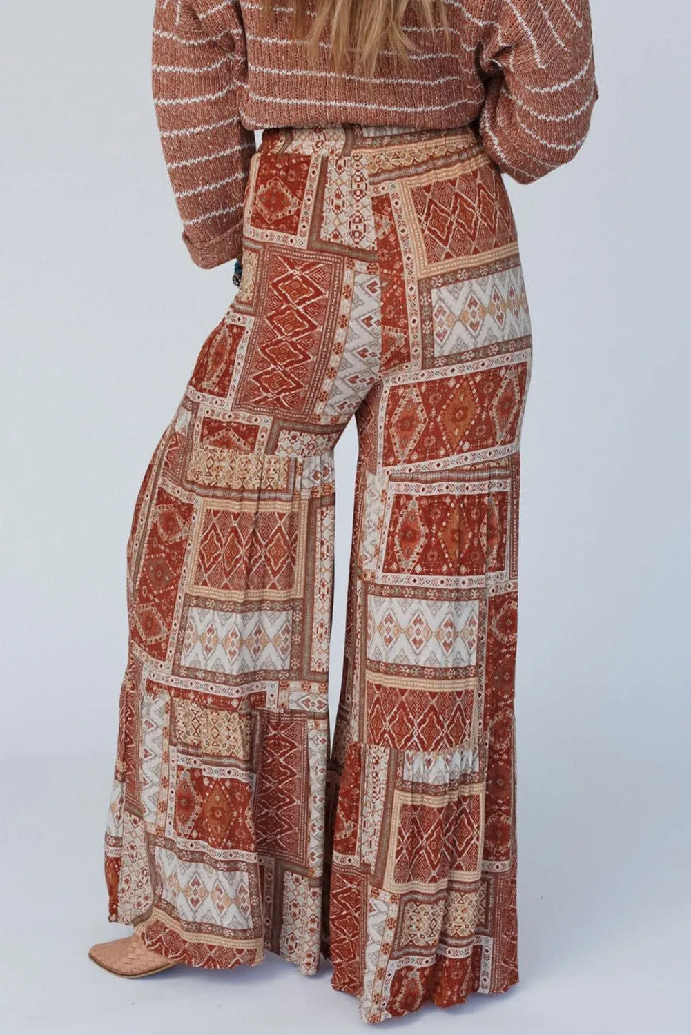 Geometric High Waist Wide Leg Pants