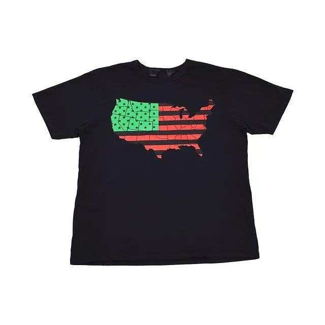 Giftngon - Vlone Style Black USA Flag Tee