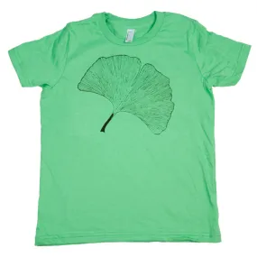 Grass Green Japanese Ginkgo Leaf Kids T-Shirt