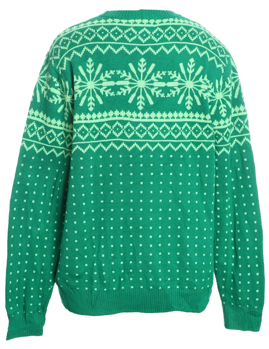 Green Novelty Christmas Jumper - L