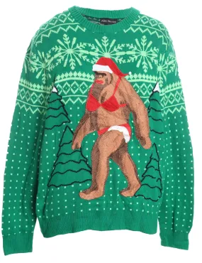 Green Novelty Christmas Jumper - L