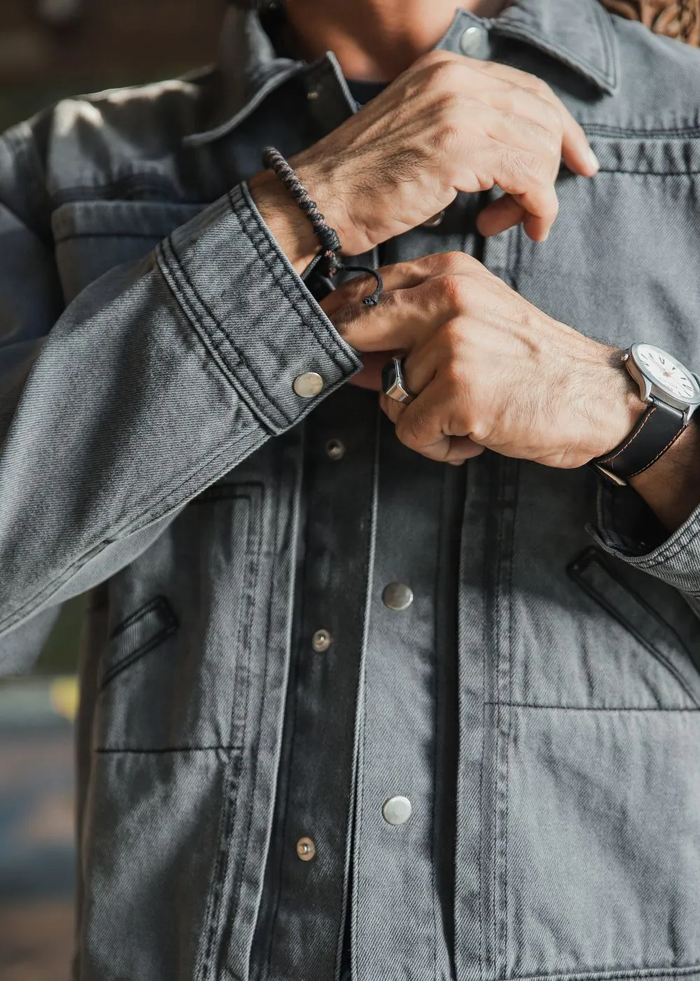 Grey Denim Jacket & Blue Vertex Jeans Look