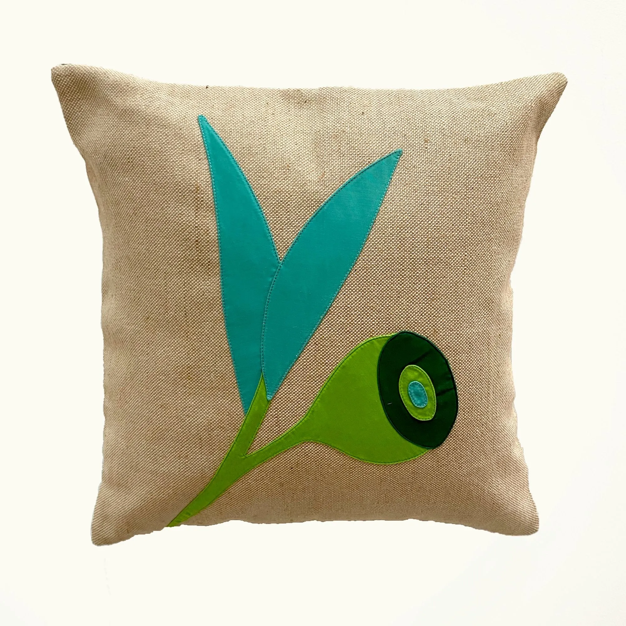 Gumnut Leaf Cushion in Lime Green