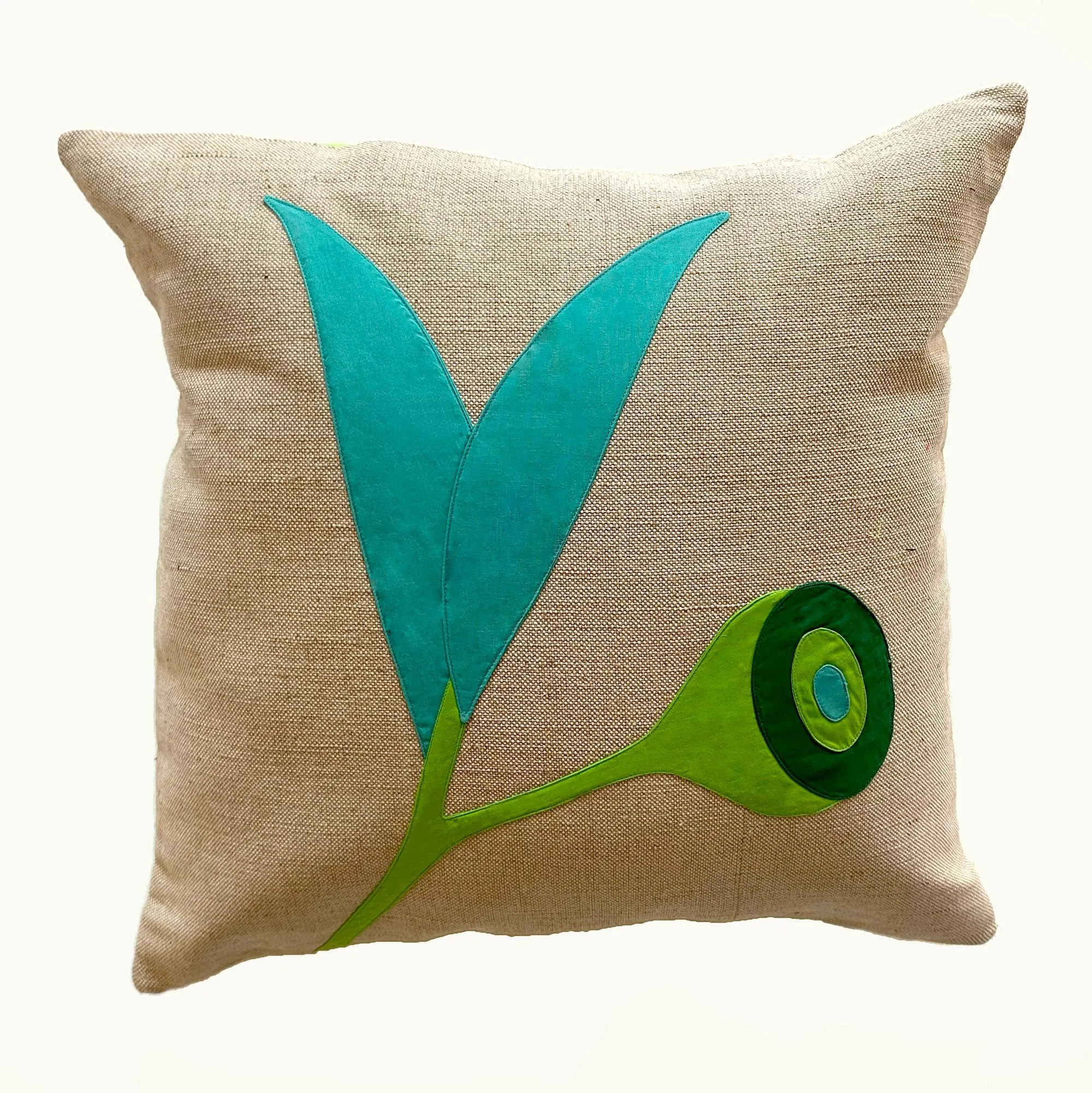 Gumnut Leaf Cushion in Lime Green