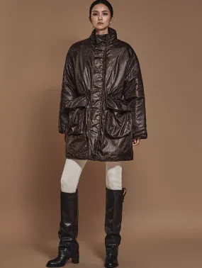 J2448 Glossy Turtleneck Padded Jacket