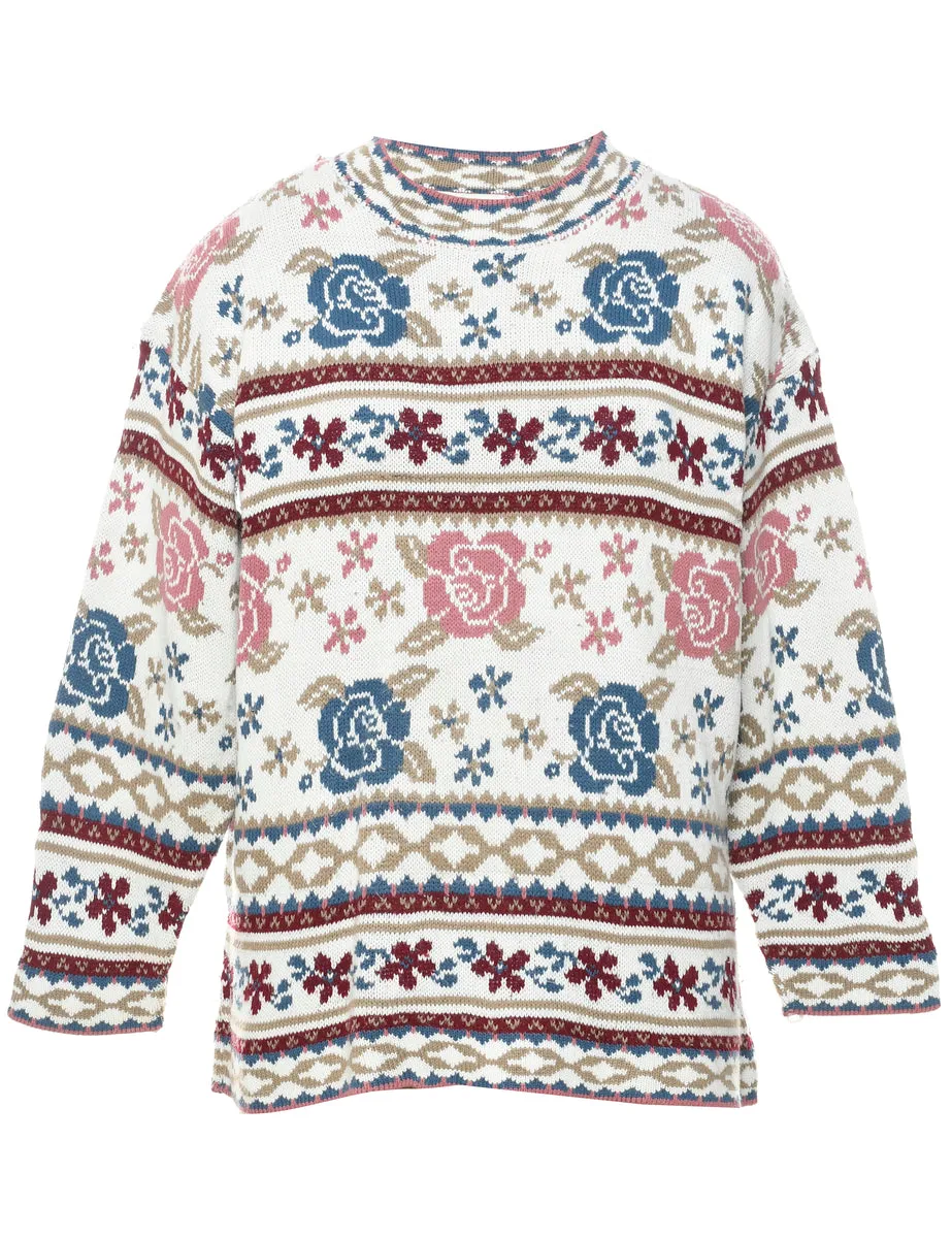 Joule Floral Knit Jumper - L