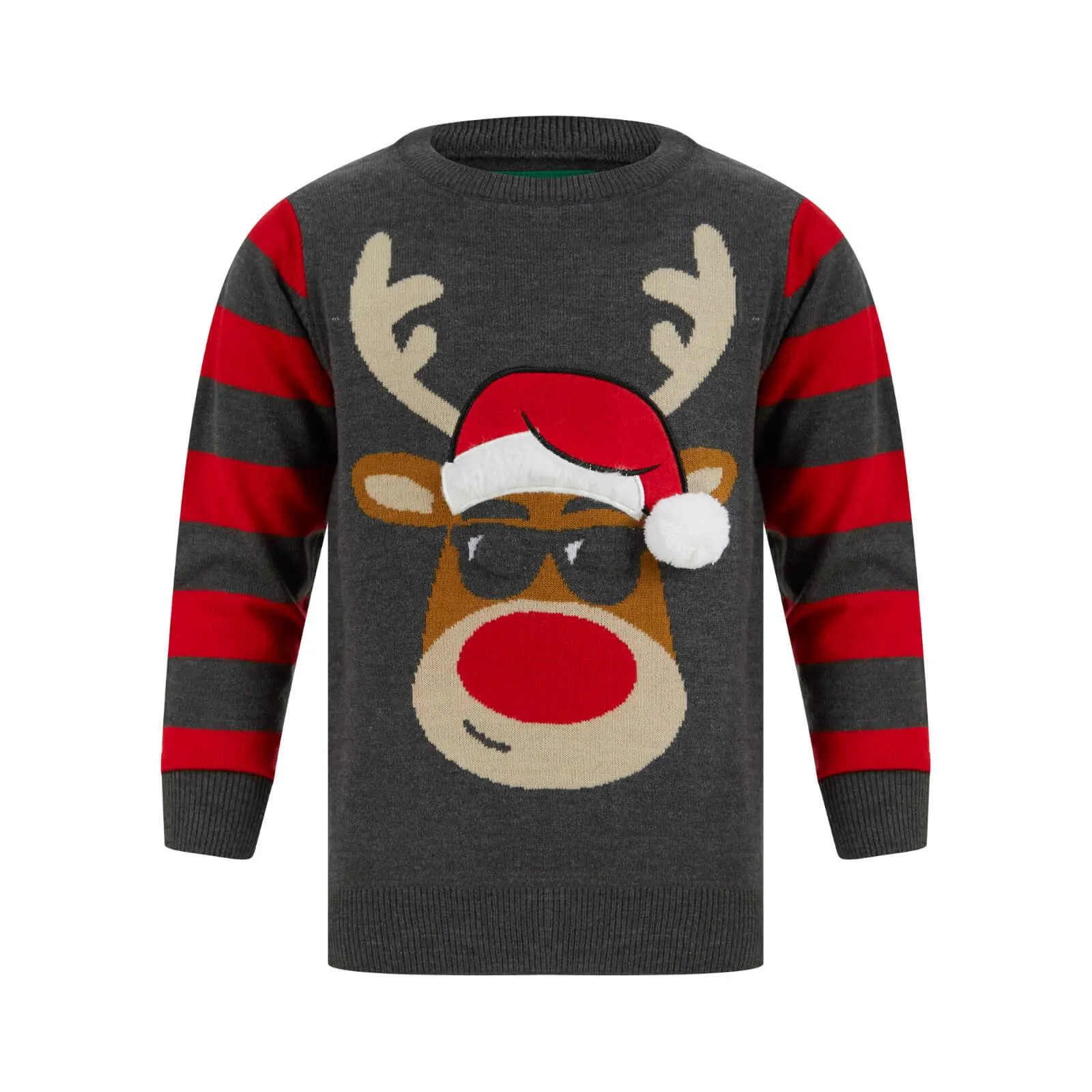 Kids LED Reindeer Christmas Jumper With Light Up Shades