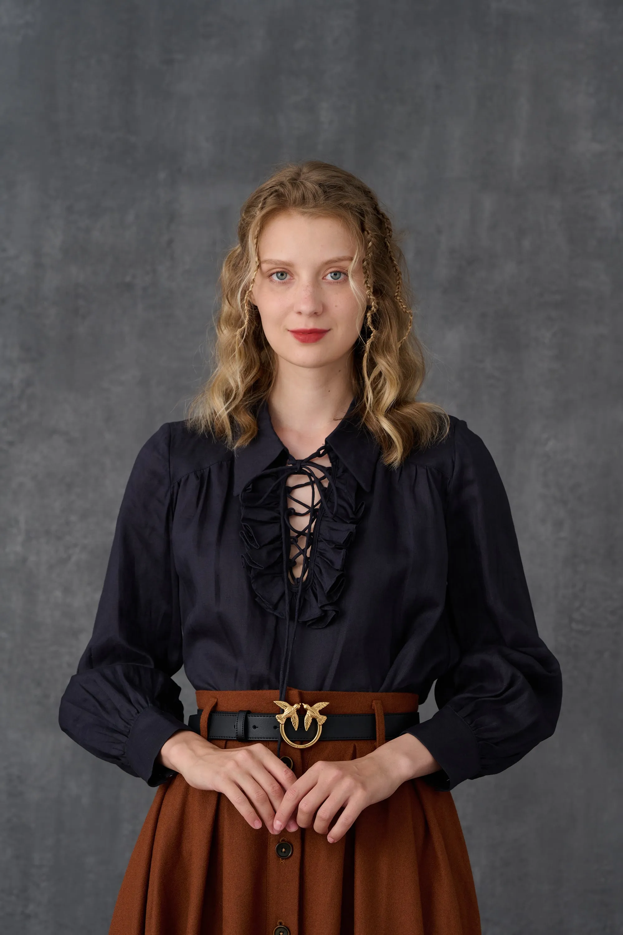 Laurel 13 | Lace-up Linen Blouse Shirt