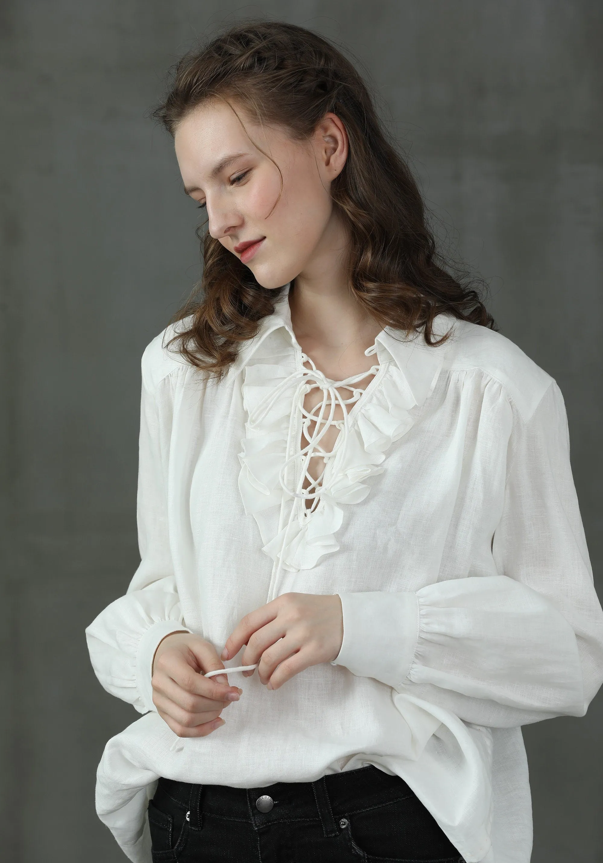 Laurel 13 | Lace-up Linen Blouse Shirt