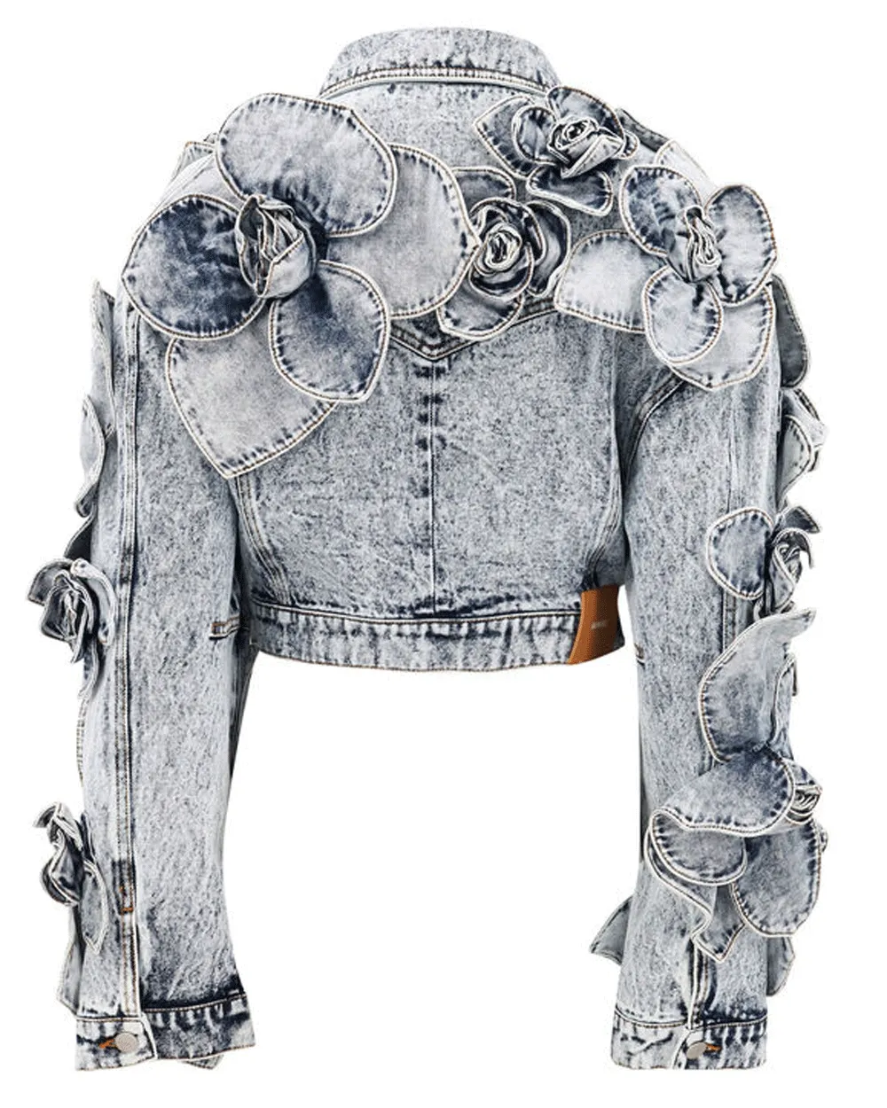 Lavacido Floral Cropped Denim Jacket