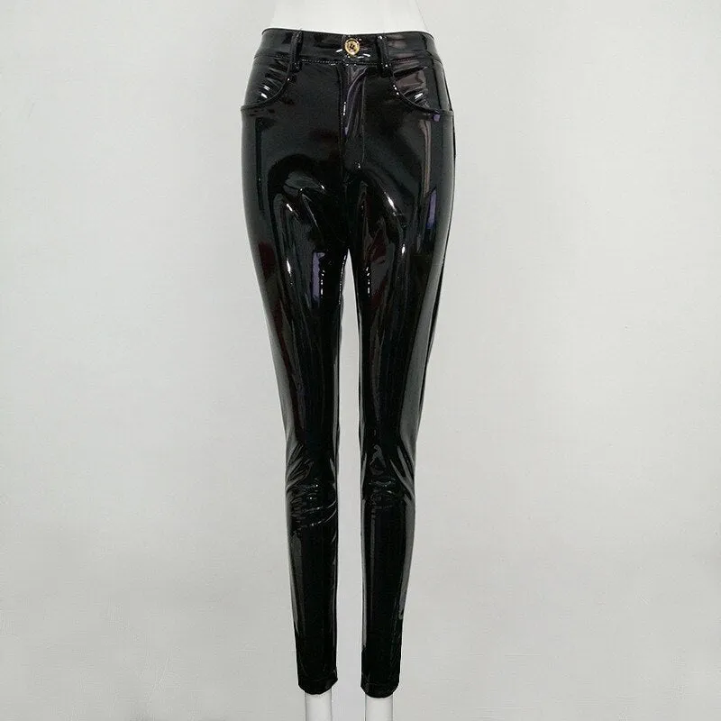 Leather Bodycon Flat Pencil Women Pants