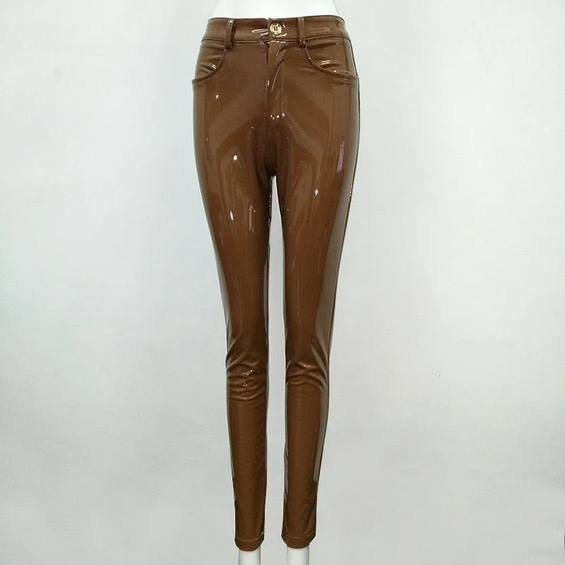 Leather Bodycon Flat Pencil Women Pants