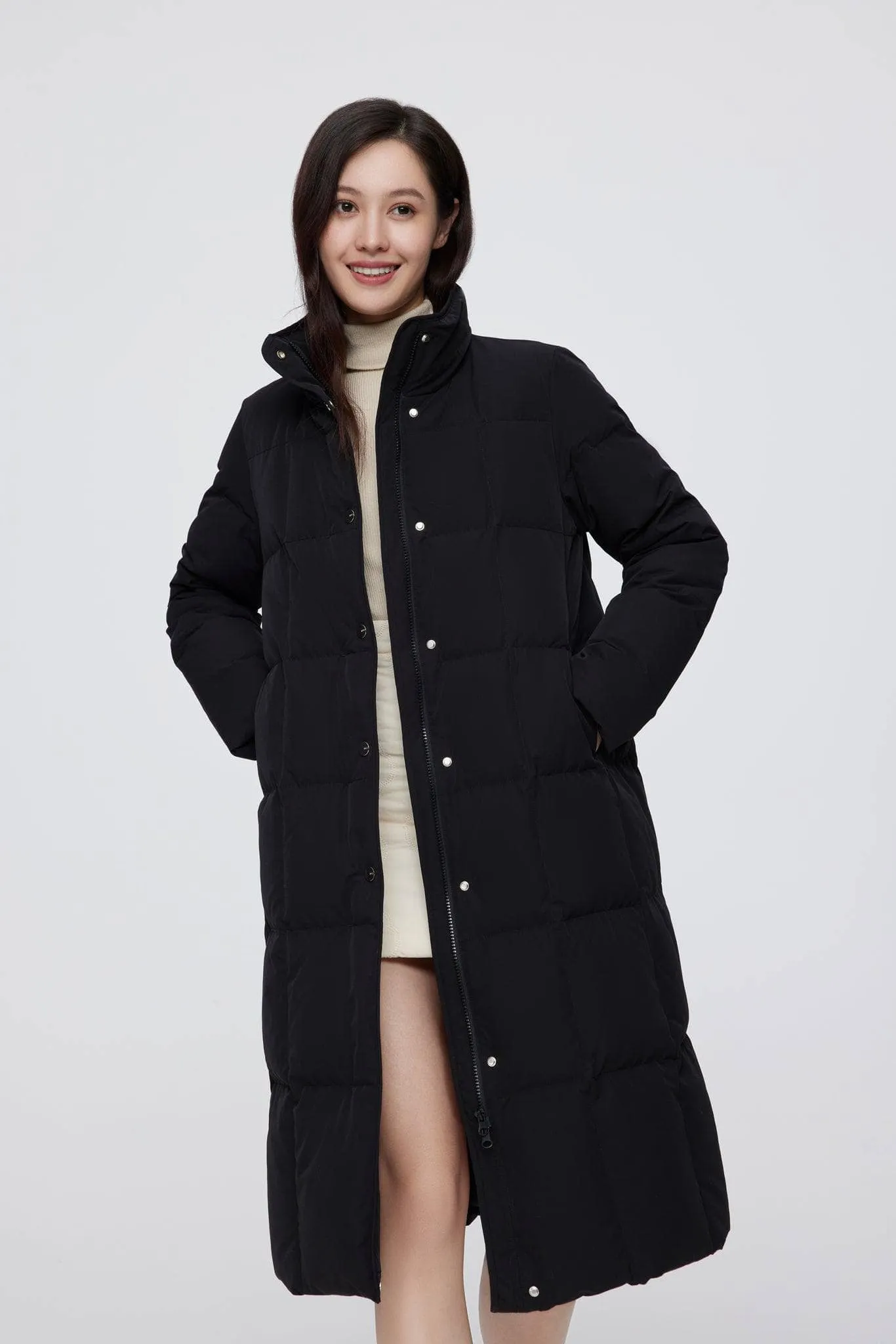 Long Down Jacket With detachable scarf