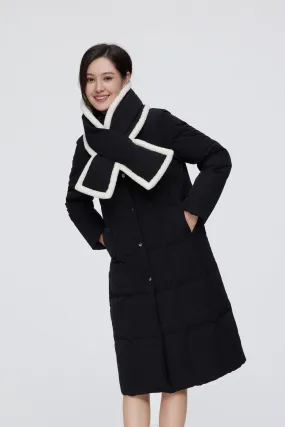 Long Down Jacket With detachable scarf