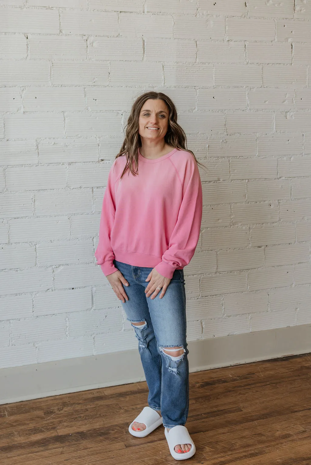 LYNDA OMBRE PINK CREWNECK SWEATSHIRT