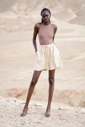 MAISON BEIGE SHORT EN LIN - "FAUDA"