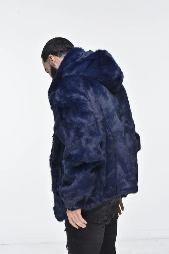 Men’s Rabbit Hooded Bomber Jacket - Navy