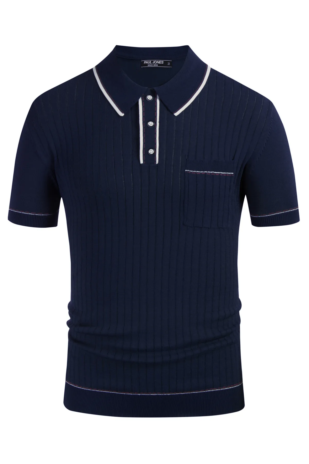 Men's Short Sleeve Knit Button Polo Shirts Casual Pullover Golf Shirt with Pockets