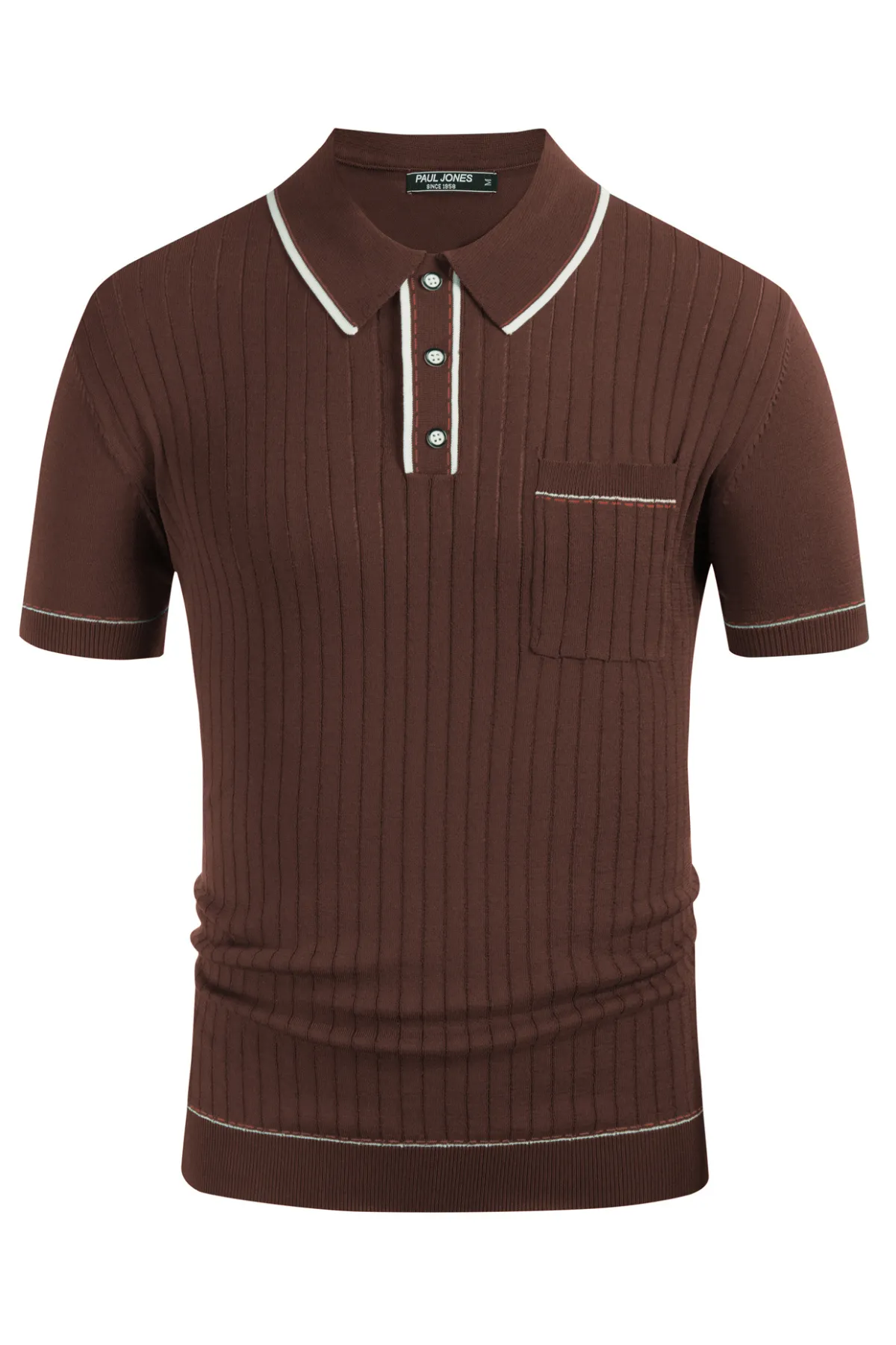 Men's Short Sleeve Knit Button Polo Shirts Casual Pullover Golf Shirt with Pockets