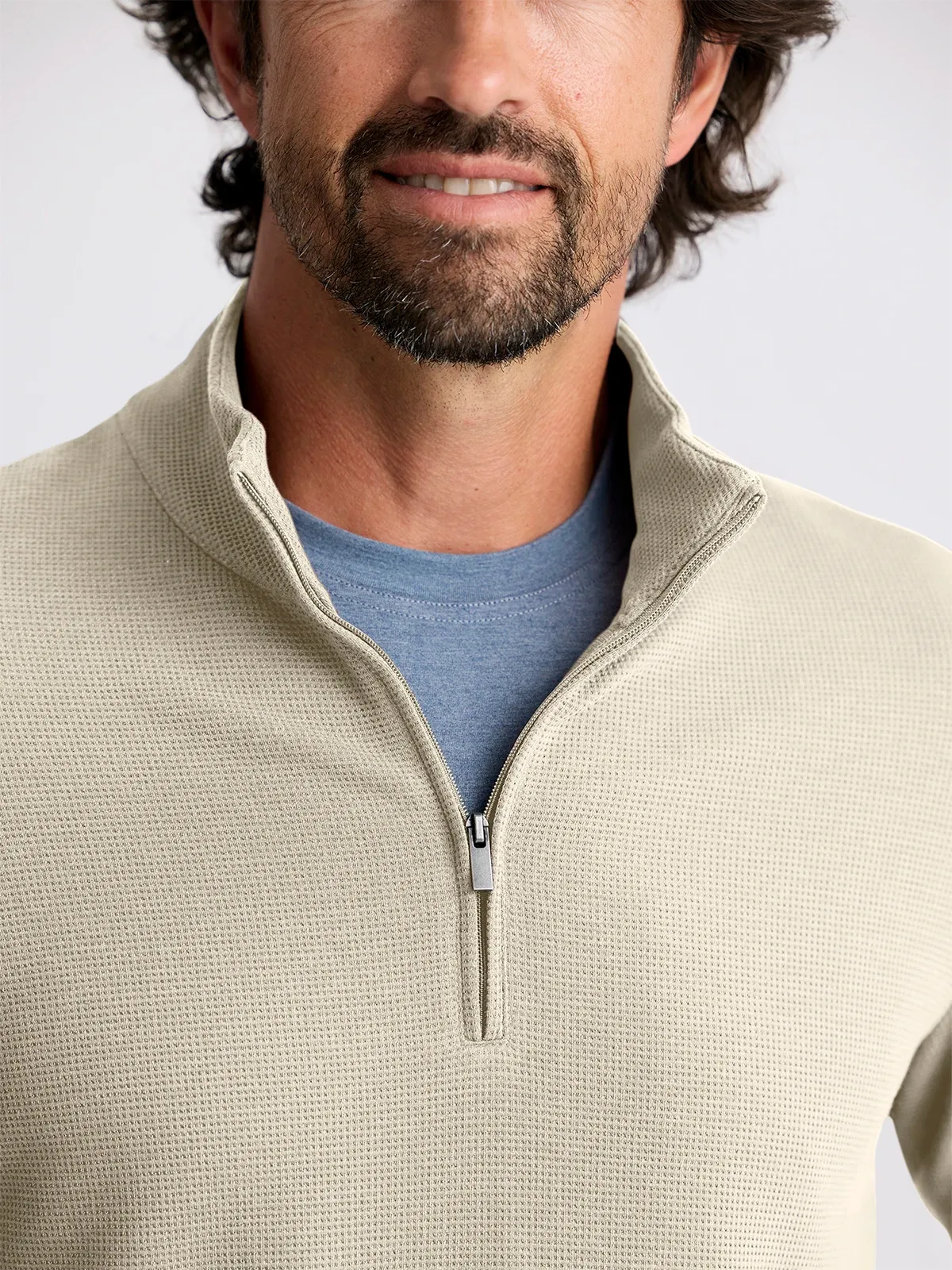 Men's Waffle Quarter Zip - Sandstone