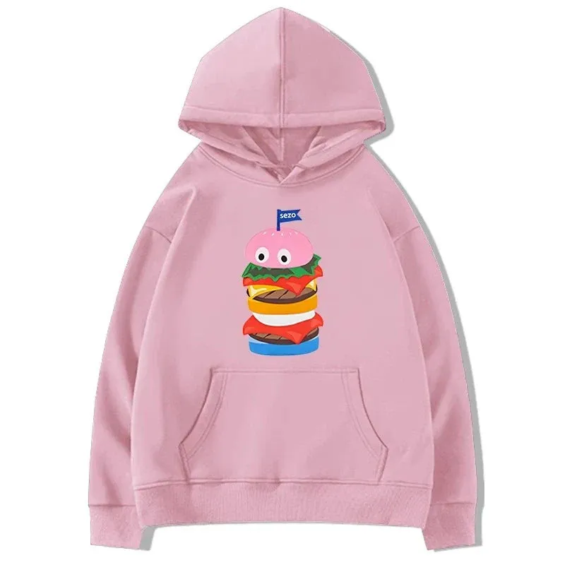 Metaversmall Pink Winter Pullover Hooded Sweatshirts Loose Casual O-neck Printing Fashion Sweet Women‘s Hoodies Basic Office Ladies