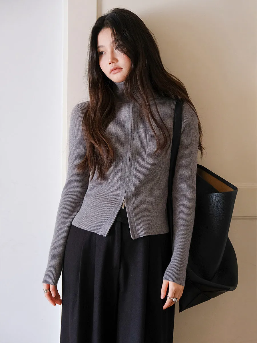 [Minimalist] Zipper Sweater Jacket (30% Wool)