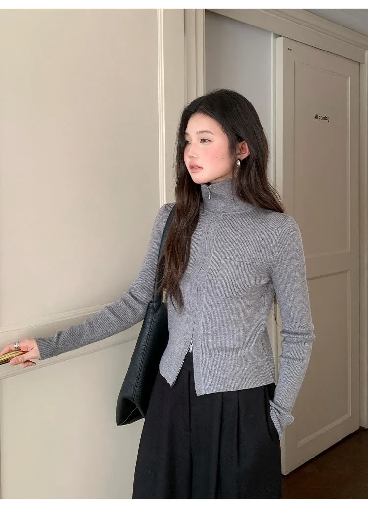 [Minimalist] Zipper Sweater Jacket (30% Wool)