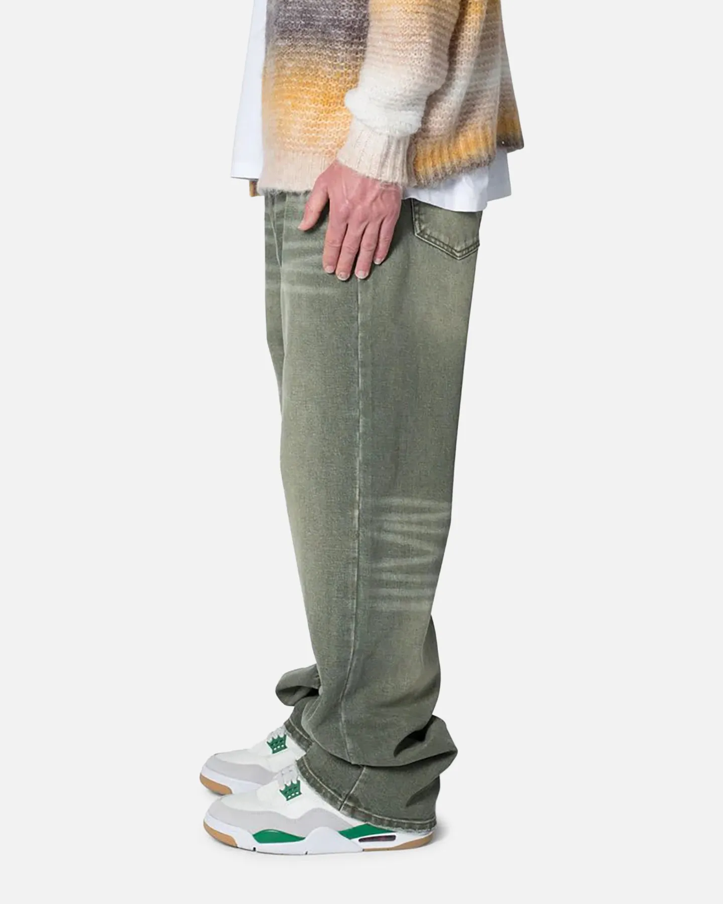 MNML Ultra Baggy Grinded Moss Denim Jeans Moss