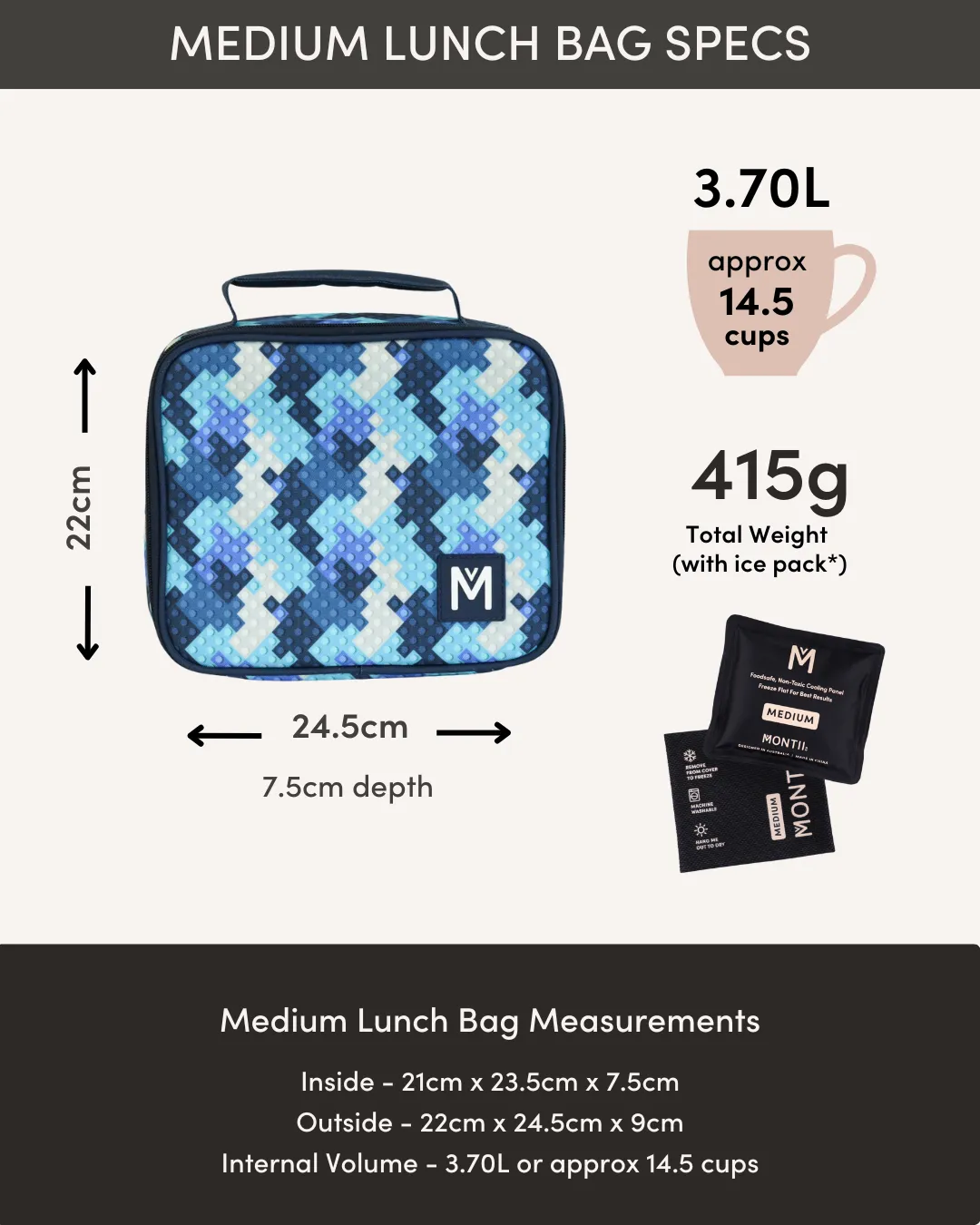 MontiiCo Medium Insulated Lunch Bag - Construction