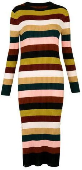 Multi Stripe Rib Knit Dress