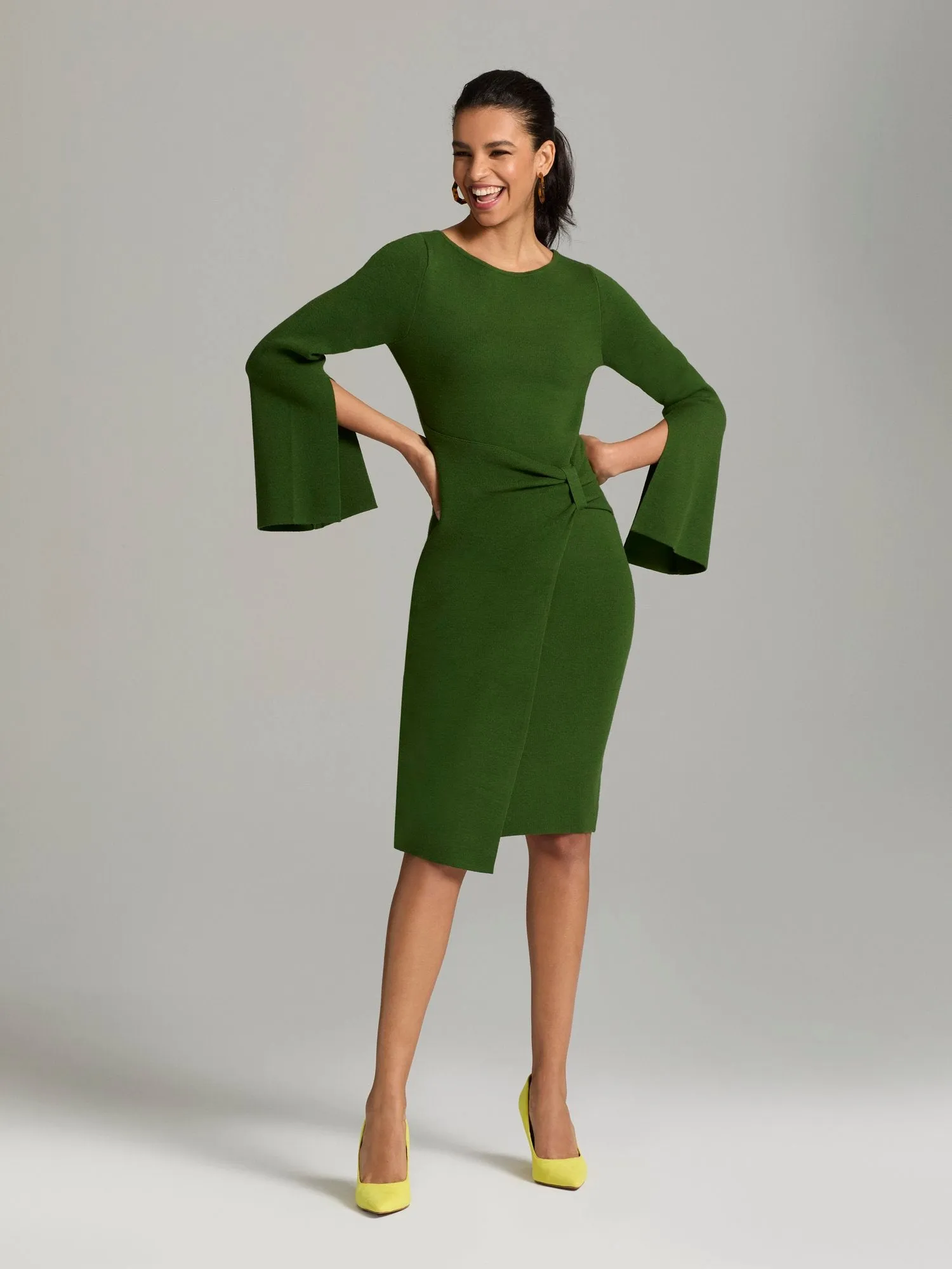 Nadege Bell-Sleeve Sweater Dress