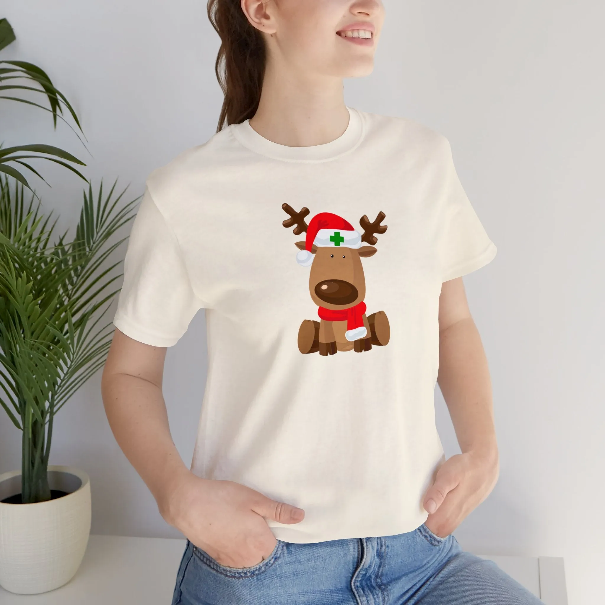 Nurse Reindeer Unisex Jersey Short Sleeve Tee