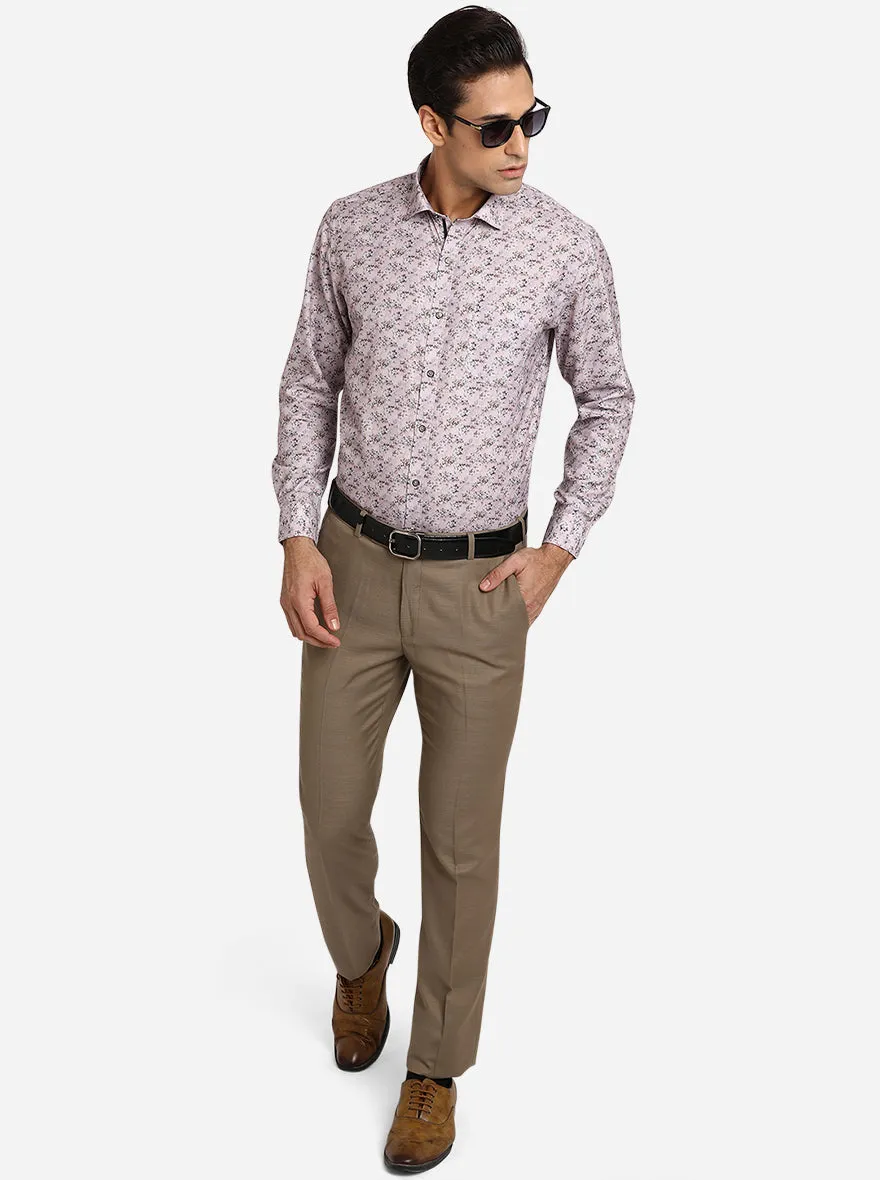 Pink Printed Slim Fit Party Wear Shirt | Greenfibre