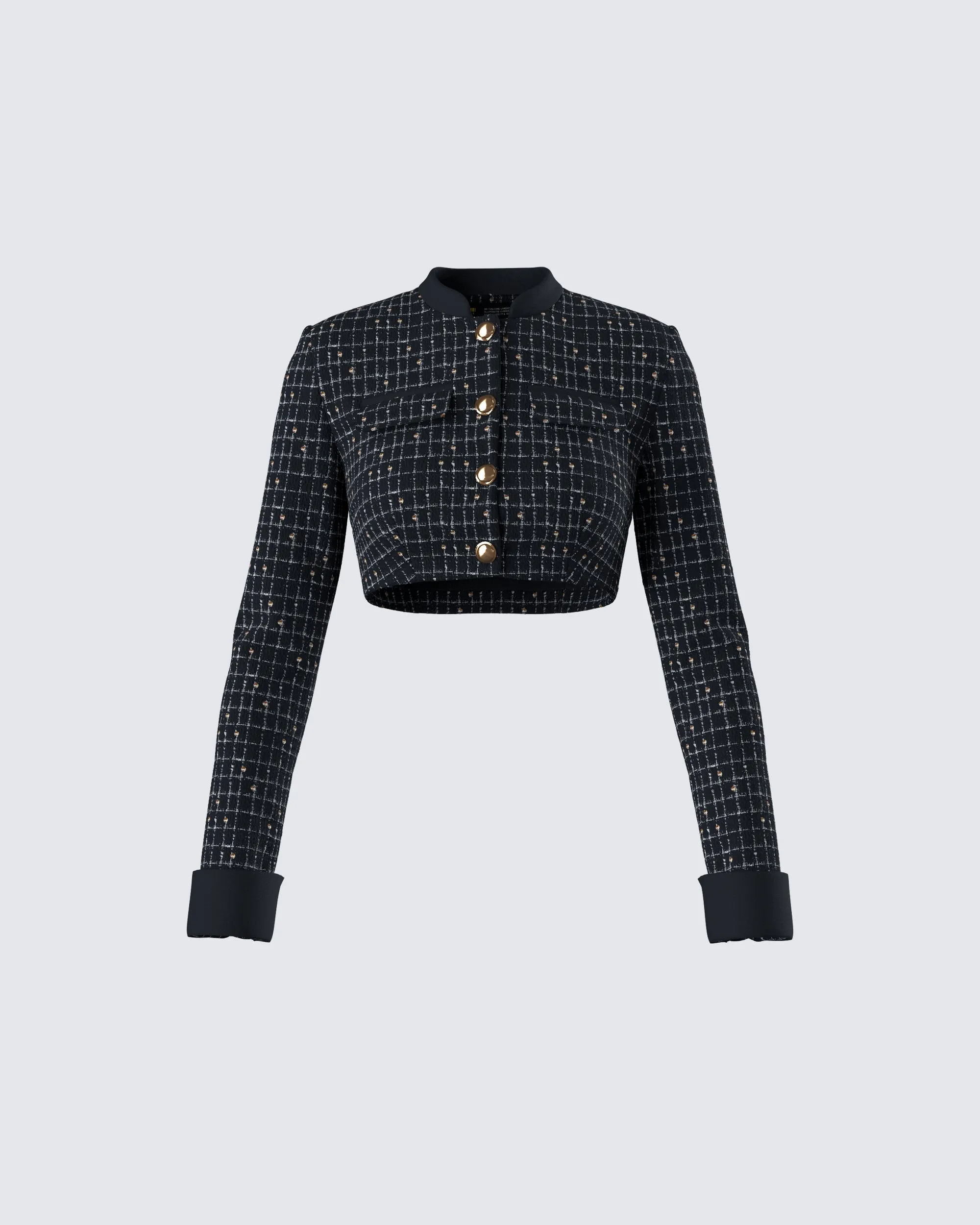 Pippa Black Tweed Cropped Jacket