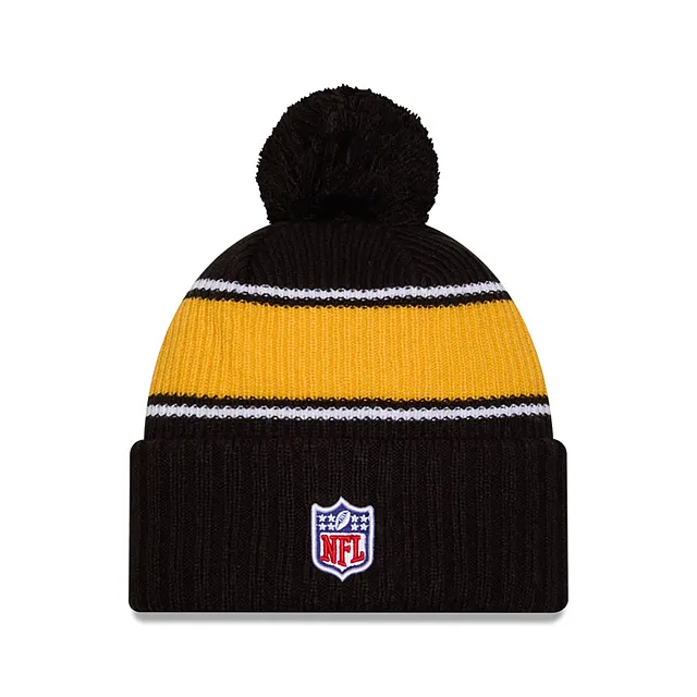 Pittsburgh Steelers NFL New Era Men's Black 2024 Sideline Sport Knit Pom Hat