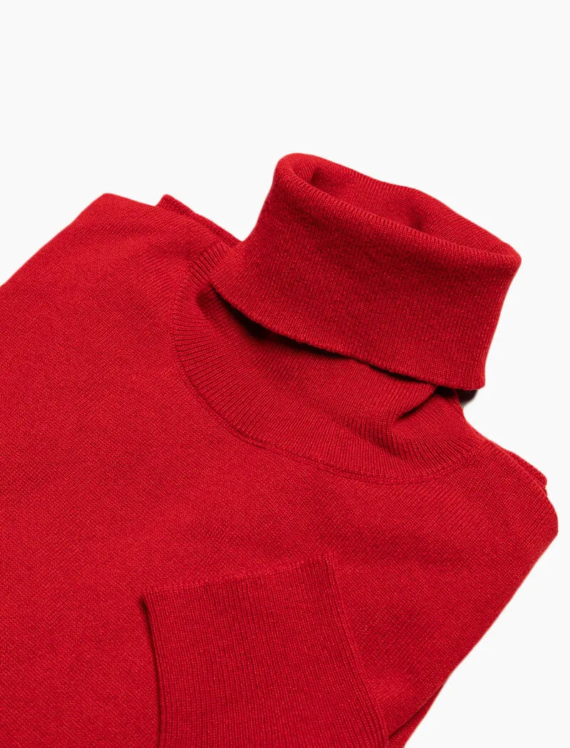 Red Roll Neck Cashmere Jumper